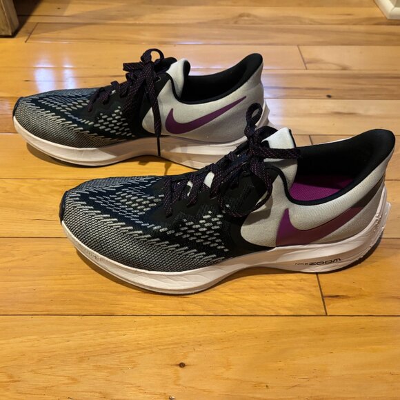 Nike Women's Zoom Winflo 6 Running Shoes Size 10.5 White/Black/Purple - Picture 2 of 7